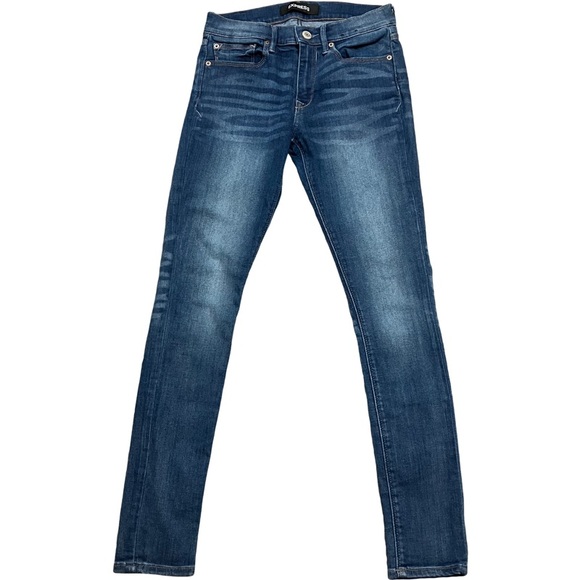 EXPRESS Mid Rise Legging Jeans Womens Sz 4R Med Wash Blue Stretch Denim Skinny - Picture 3 of 13